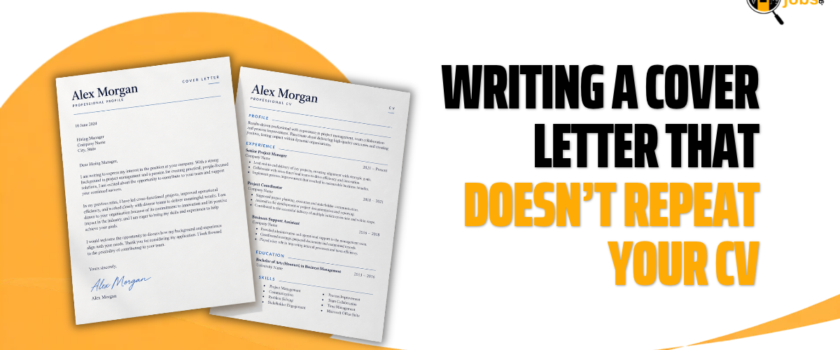image of cover letter and cv, with text Writing a Cover Letter That Doesn’t Repeat Your CV